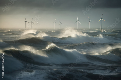 Powerful Ocean Waves and Windmills on the Horizon