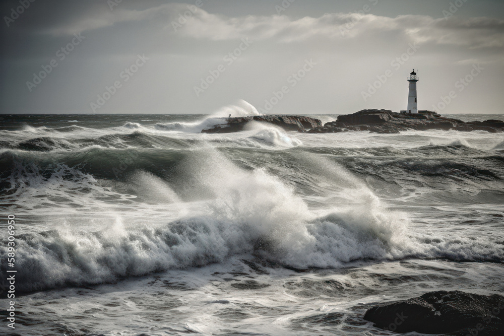 Powerful Ocean Waves and Windmills on the Horizon