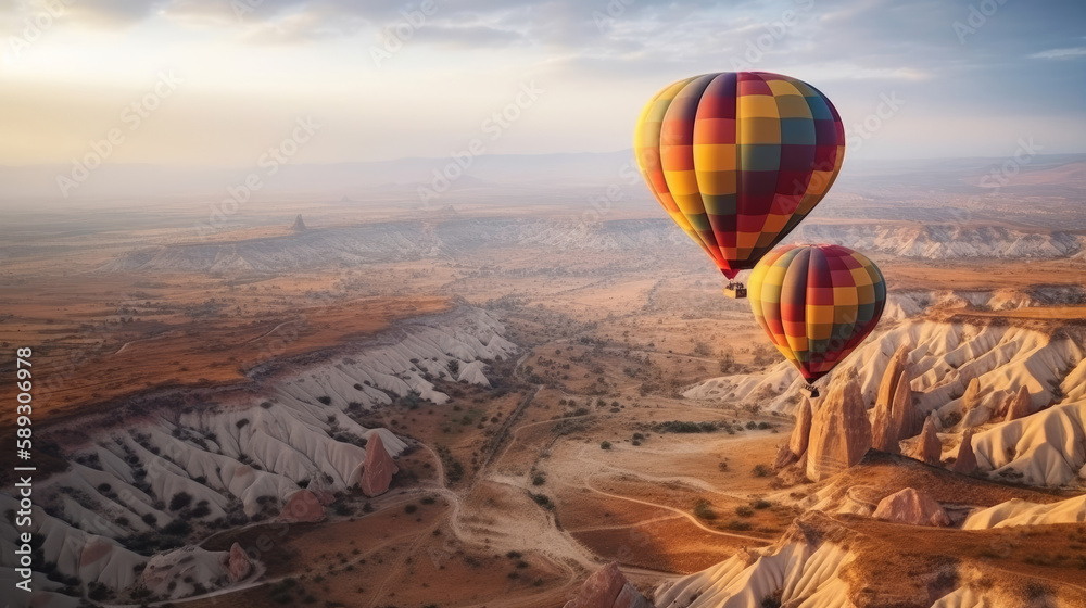 Obraz premium Air balloon background. Illustration AI Generative