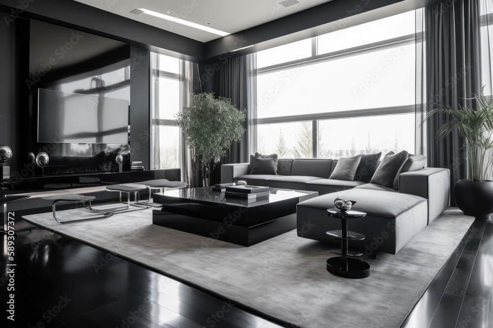 This image showcases a modernly designed living room with luxurious details Generative AI This image showcases a modernly designed living room with luxurious details Generative AI
