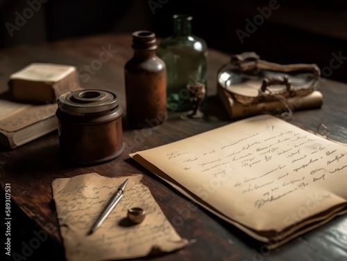 A weathered, handwritten letter on a desk