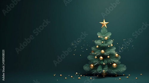 Christmas tree background. Illustration AI Generative. © olegganko