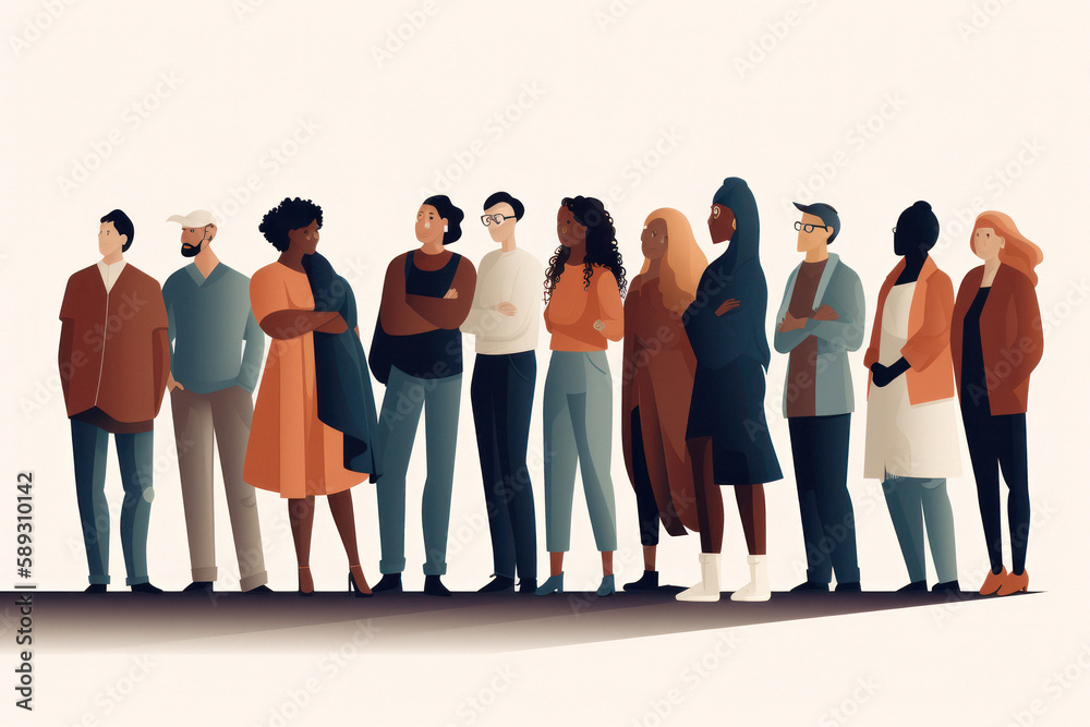 Obraz premium Diverse Group of People Standing Together on White Background