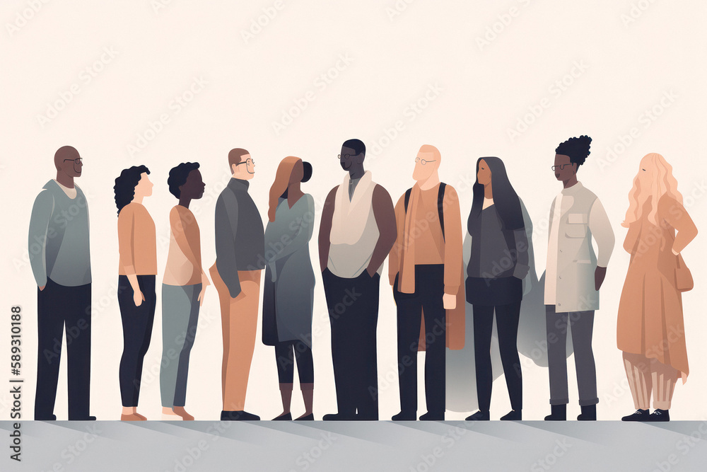 Obraz premium Diverse Group of People Standing Together on White Background