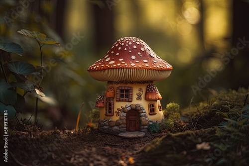 Magical Cottage in the Forest: A Story of Elfs and Fairies Under a Mushroom: Generative AI