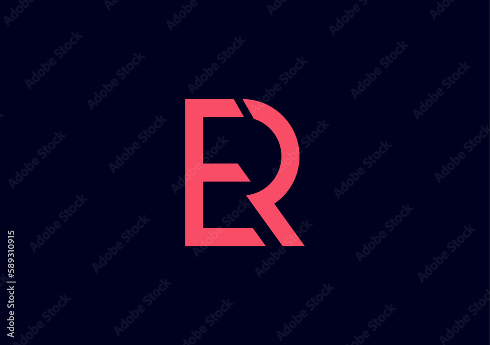 Pink Monogram letter E R line design