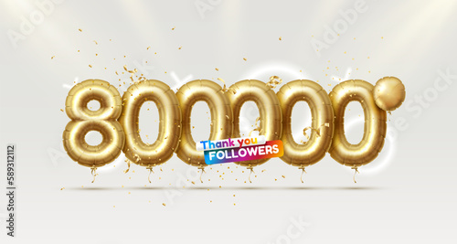 Thank you followers peoples, 800000 online social group, happy banner celebrate, Vector illustration