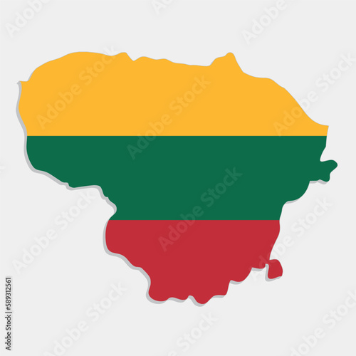 lithuania map with flag on gray background