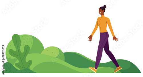 Black Woman Walking in Park