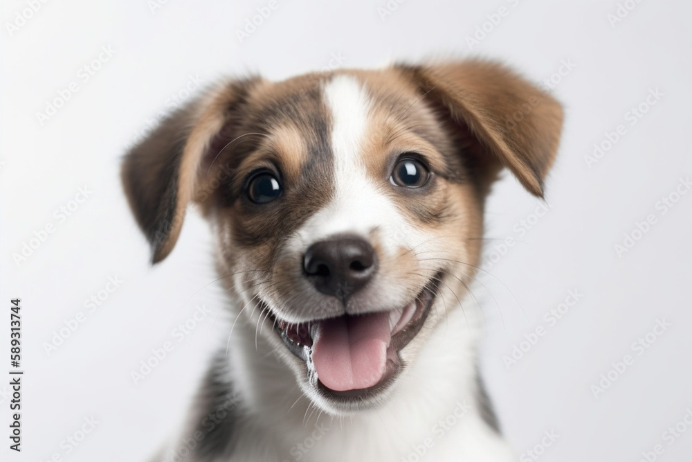 Generative AI Happy white and brown puppy Generative AI Happy white and brown puppy