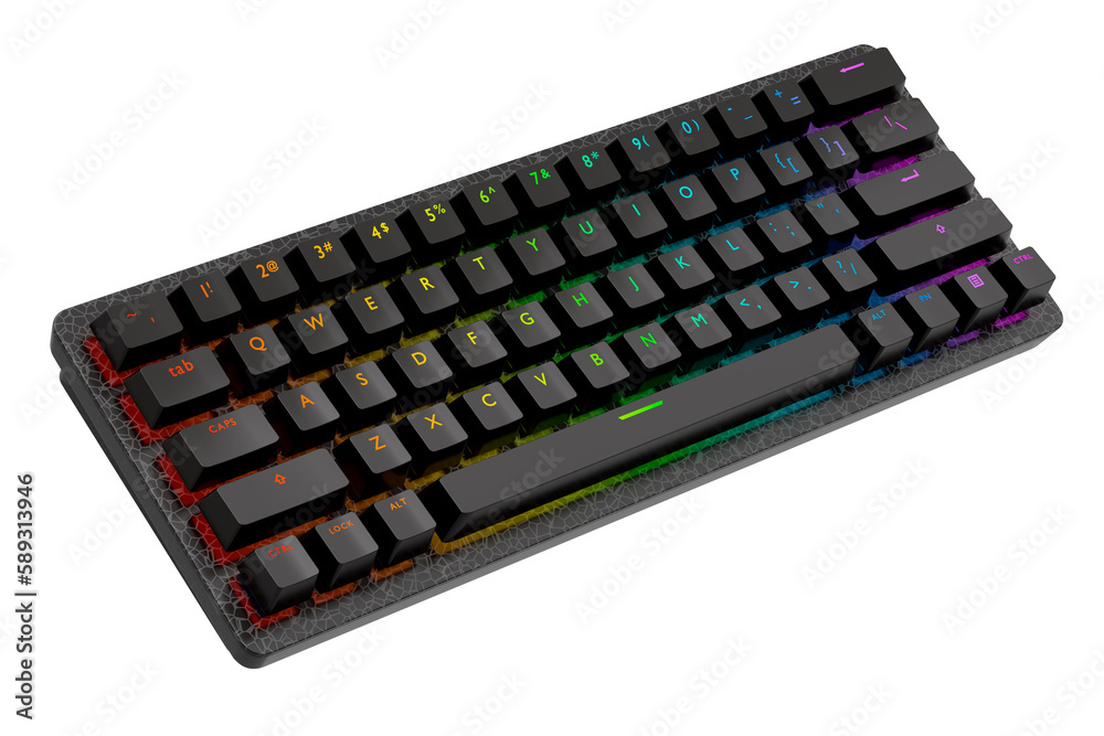 Realistic computer keyboard with black chrome texture isolated on white Realistic computer keyboard with black chrome texture isolated on white