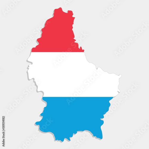 luxembourg map with flag on gray background