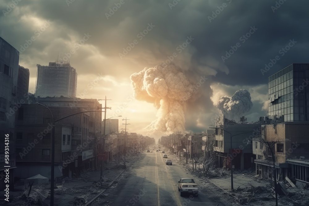 Desolate City after Nuclear Strike, Generative AI