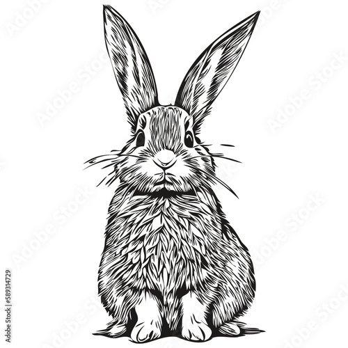 Vector image of silhouette of a Rabbit on a white background, hare
