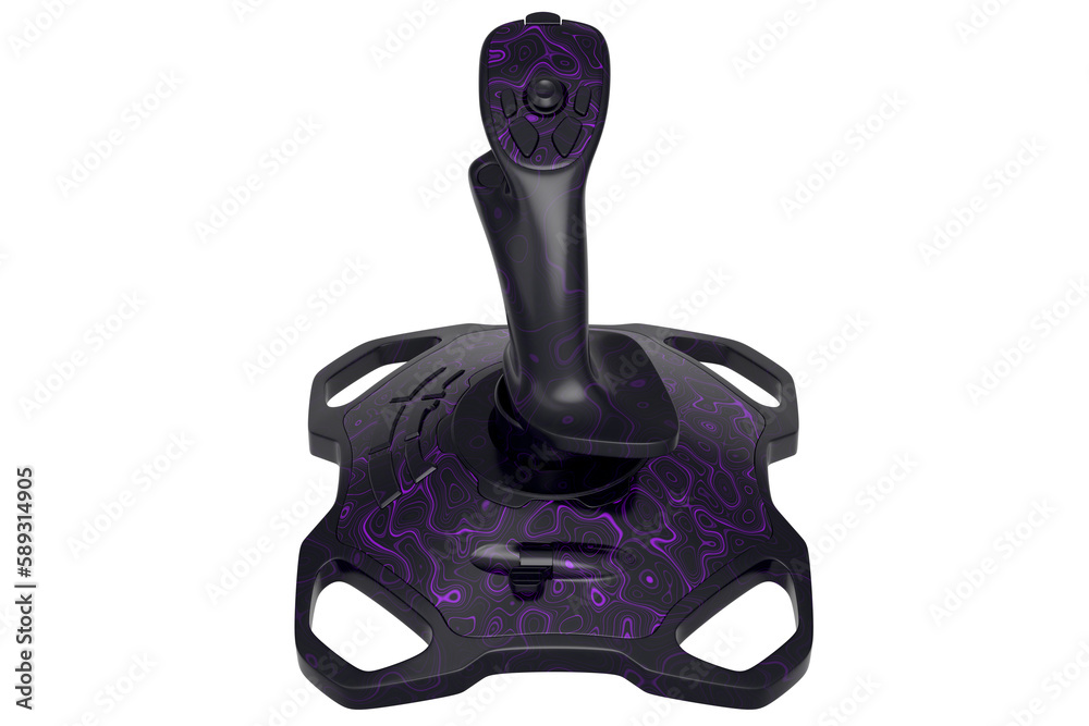 Realistic joystick for flight simulator with seamless wavy pattern on white Realistic joystick for flight simulator with seamless wavy pattern on white
