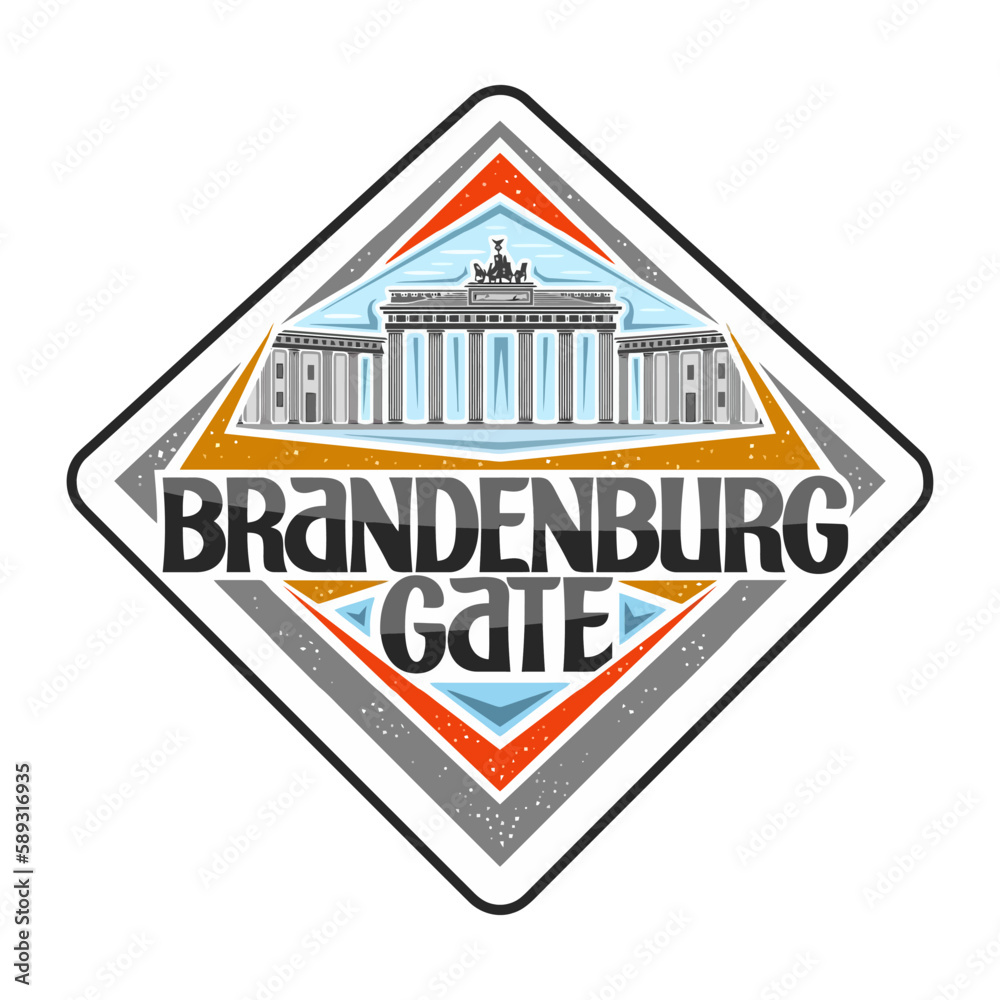 Berlin Skyline Landmark Flag Sticker Emblem Badge Travel Souvenir Illustration