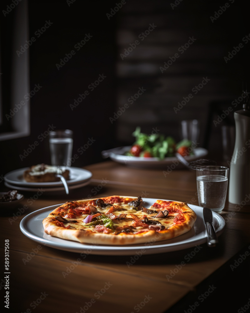 pizza on a table