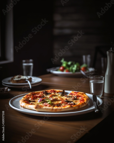 pizza on a table