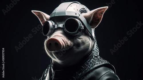 Pig in futuristic clothing Generative AI