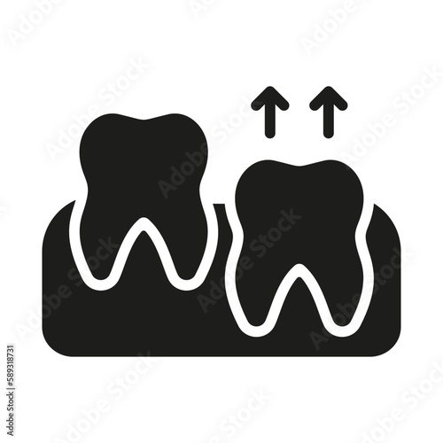 Human Teeth Growth Silhouette Icon. Teeth Eruption Glyph Pictogram. Wisdom Teething Process. Oral Medicine. Dental Treatment Solid Sign. Dentistry Symbol. Isolated Vector Illustration