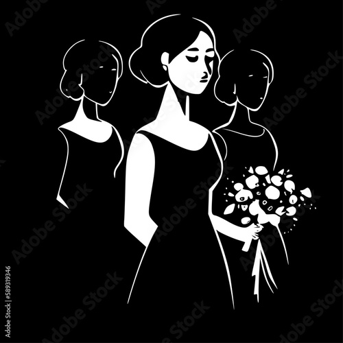 Bridesmaid | Black and White Vector illustration