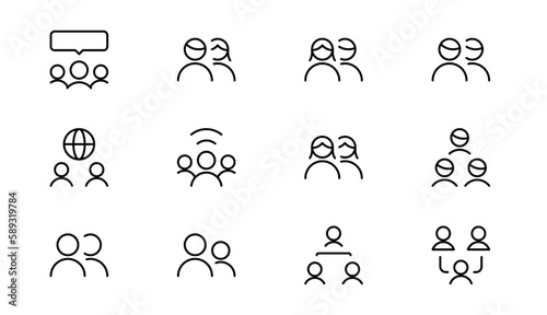 Multiple user icon vector set. Profile and people silhouette collection. Editable Stroke. and Suitable for Web Page, Mobile App, UI, UX design.