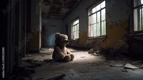 Bear in an abandoned hospital Generative AI