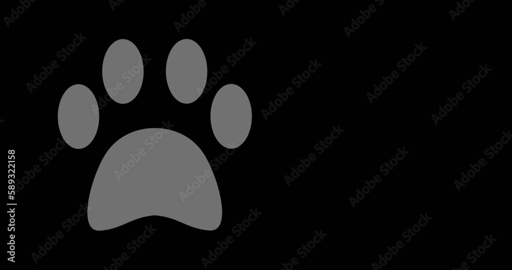 Image of paw icon with copy space on black background Image of paw icon with copy space on black background