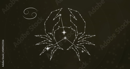 Image of cancer star sign with glowing stars