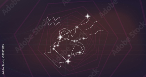 Image of aquarius star sign with glowing stars