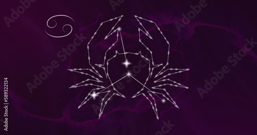 Image of cancer star sign with glowing stars