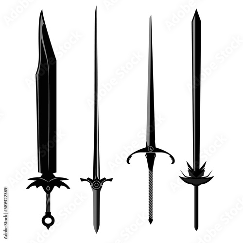 Fancy Swords Vector Illustration Legendary unique Sword Element vector illustrations clip arts