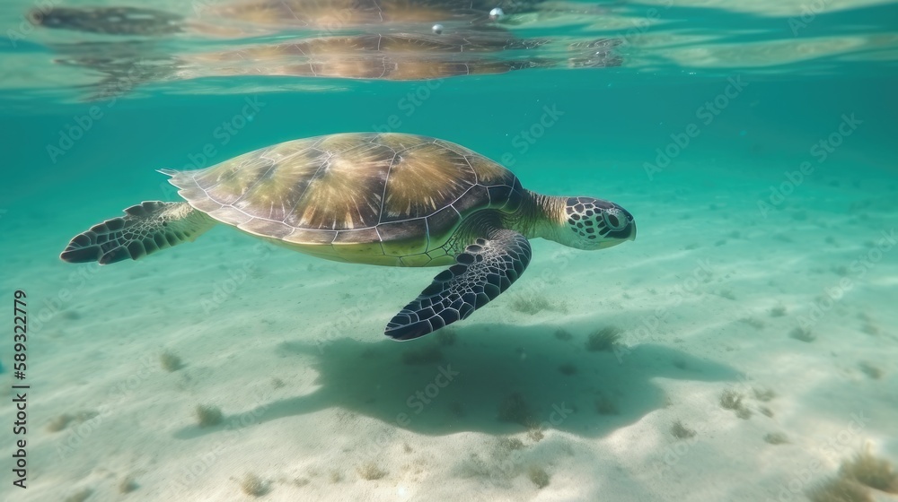 sea turtle swimming in the sea, Generative AI