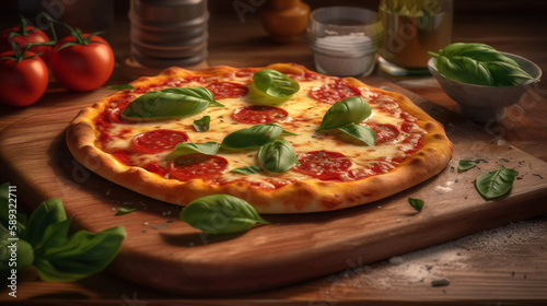 Italian Pizza Food at a Top-Rated New York Pizzeria: Margherita and Napoli Pizzas with Fresh Ingredients, Perfectly Blended Cheese, and Unforgettable Flavors. Fast Food Meat Tomato Snack Perfection wi