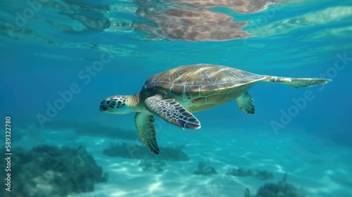 sea turtle swimming in water, Generative AI