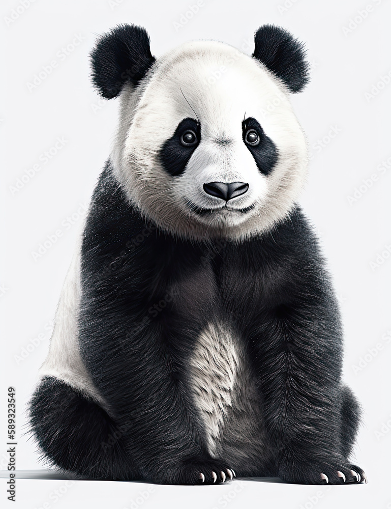 Naklejka premium Realistic Panda Illustration for Logo Design, T Shirts, Graphic Design and More. Generative AI