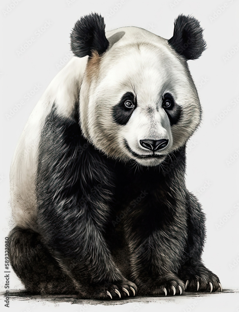 Naklejka premium Realistic Panda Illustration for Logo Design, T Shirts, Graphic Design and More. Generative AI