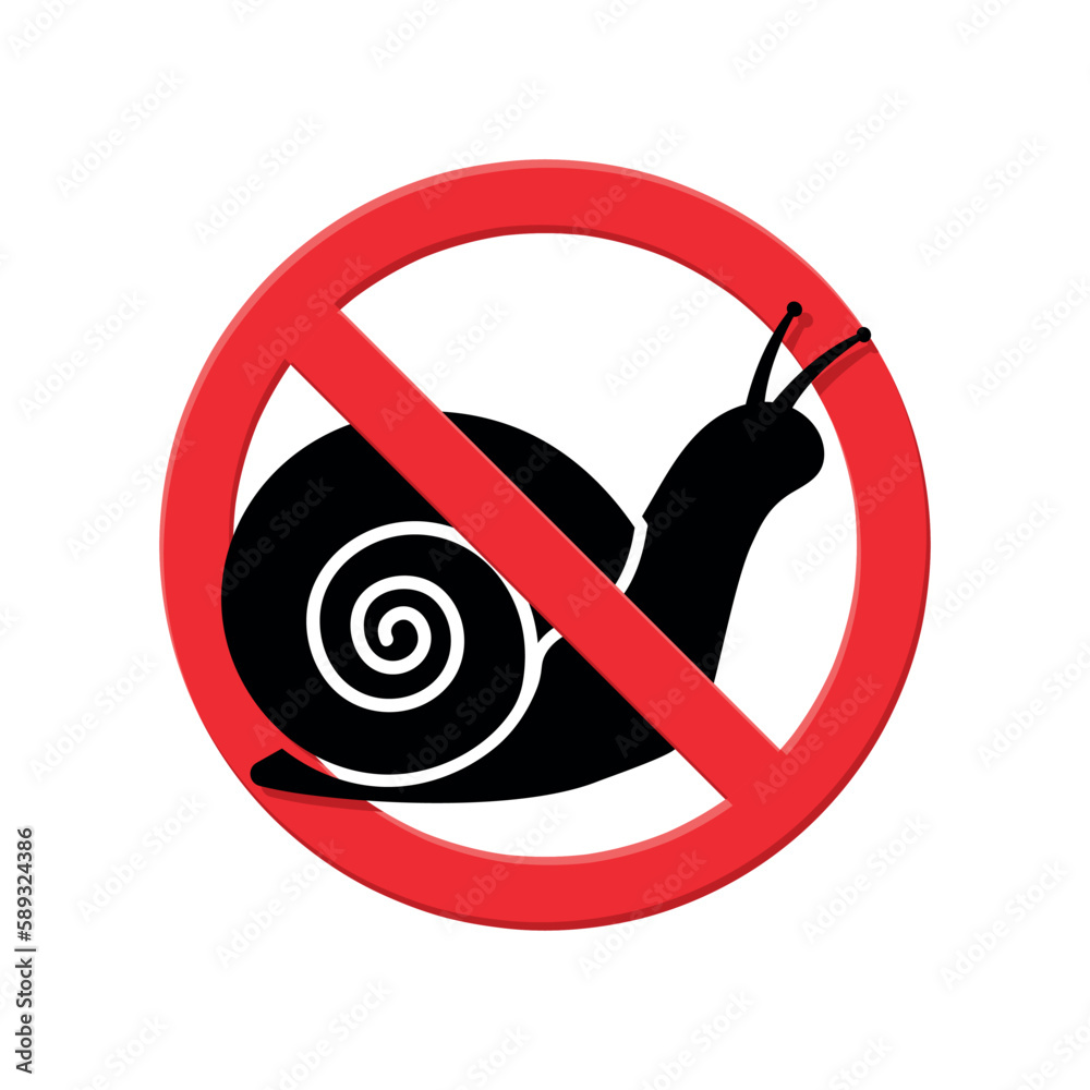 snail control, snails damage prevention, crossed out warning sign, stop