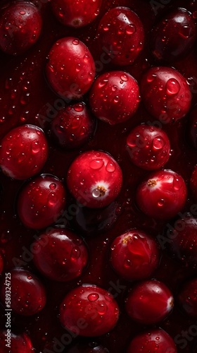 Juicy Cranberries. Generative AI.
