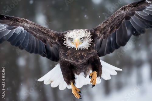 Eagle in flight. Generative AI.