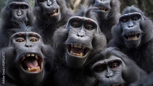 Monkeying Around: Happy Primates Captured in a Selfie,generative ai