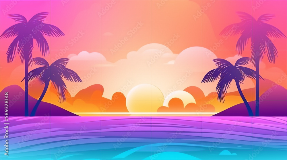 Generative AI sunset on the beach Generative AI sunset on the beach