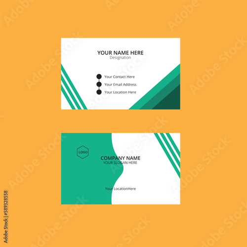 Fototapeta Naklejka Na Ścianę i Meble -  Horizontal and vertical layout. Vector illustration, Double-sided creative business card template. Modern Green and white business card design, Luxury and elegant business card.