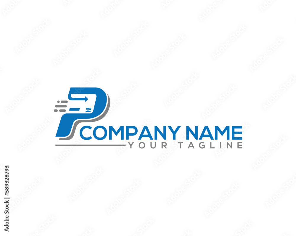 letter P with Credit card creative logo design concept. Payment money, online transfer, credit card unique vector  icon. - obrazy, fototapety, plakaty 