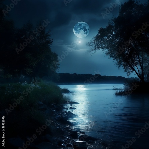 Fotografie, Obraz moonlight over the sea