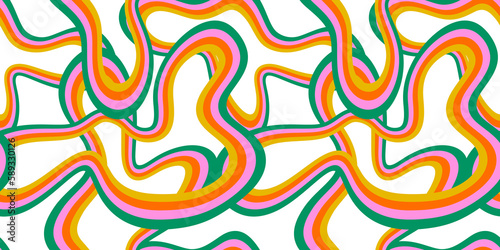 Fotografie Retro 60s style rainbow seamless pattern with pastel color stripes
