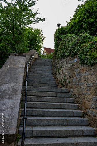 Fototapeta Naklejka Na Ścianę i Meble -  The Lindenstaffel - Steep Staircase in Neudenau