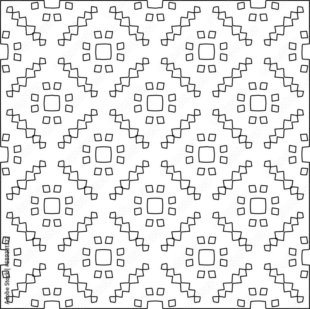 Stylish texture with figures from lines.Abstract geometric black and white pattern for web page, textures, card, poster, fabric, textile. Monochrome graphic repeating design. 