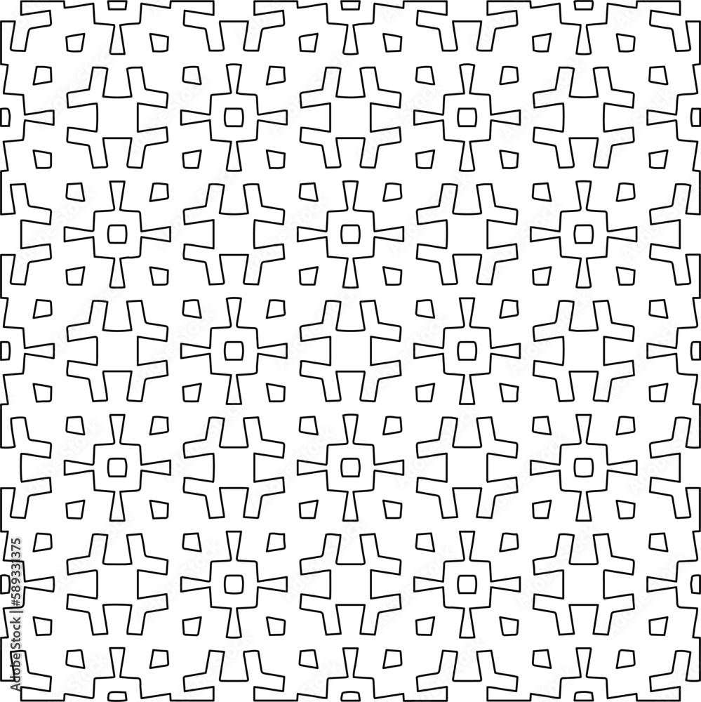 Stylish texture with figures from lines.Abstract geometric black and white pattern for web page, textures, card, poster, fabric, textile. Monochrome graphic repeating design. 