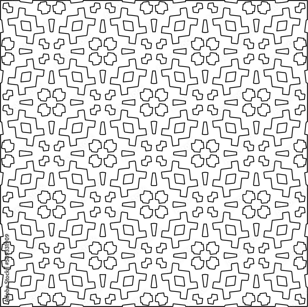 Stylish texture with figures from lines.Abstract geometric black and white pattern for web page, textures, card, poster, fabric, textile. Monochrome graphic repeating design. Stylish texture with figures from lines.Abstract geometric black and white pattern for web page, textures, card, poster, fabric, textile. Monochrome graphic repeating design.